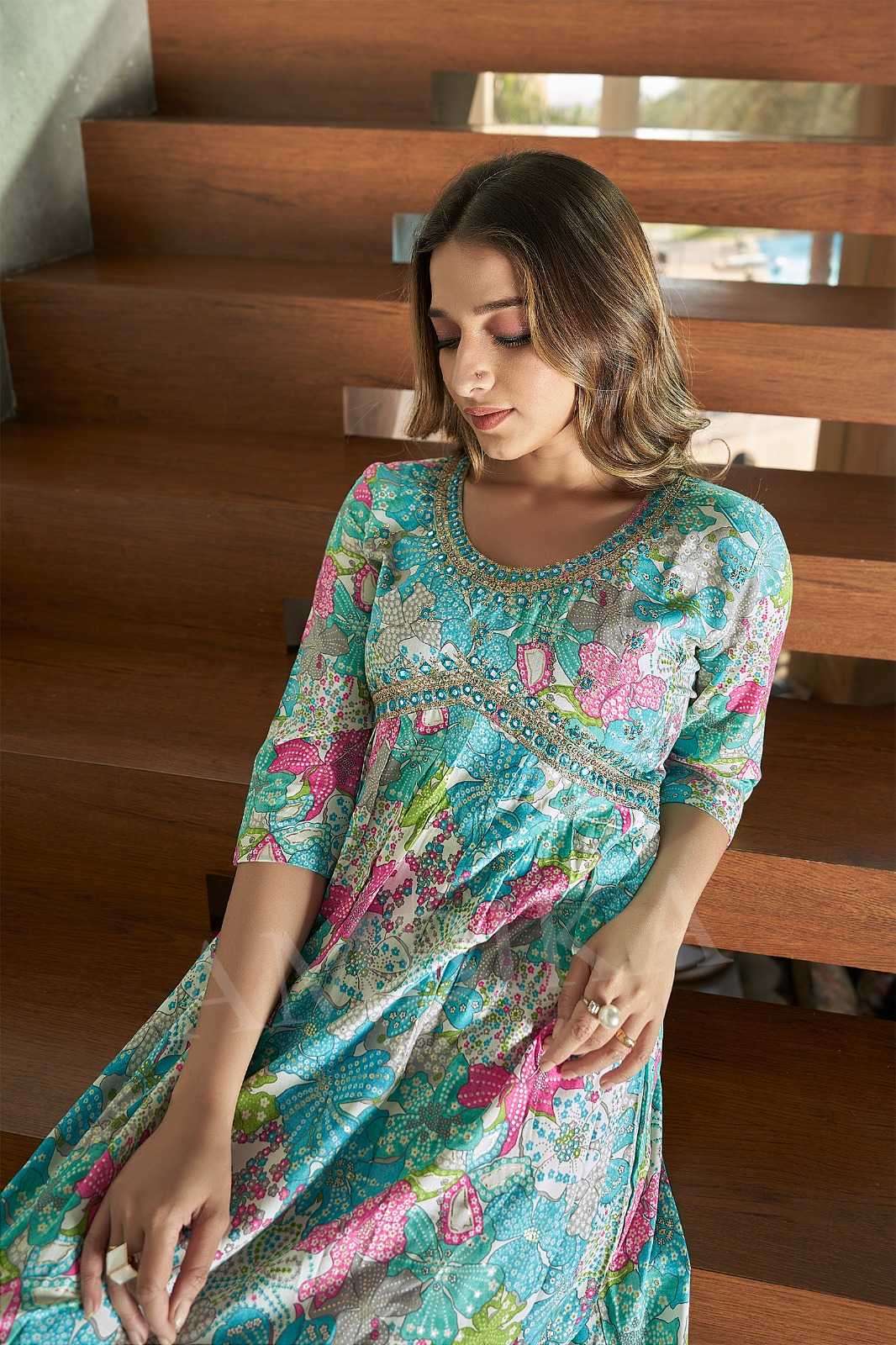 ambika kurti alia-4 mill print rayon 14kg kurti 