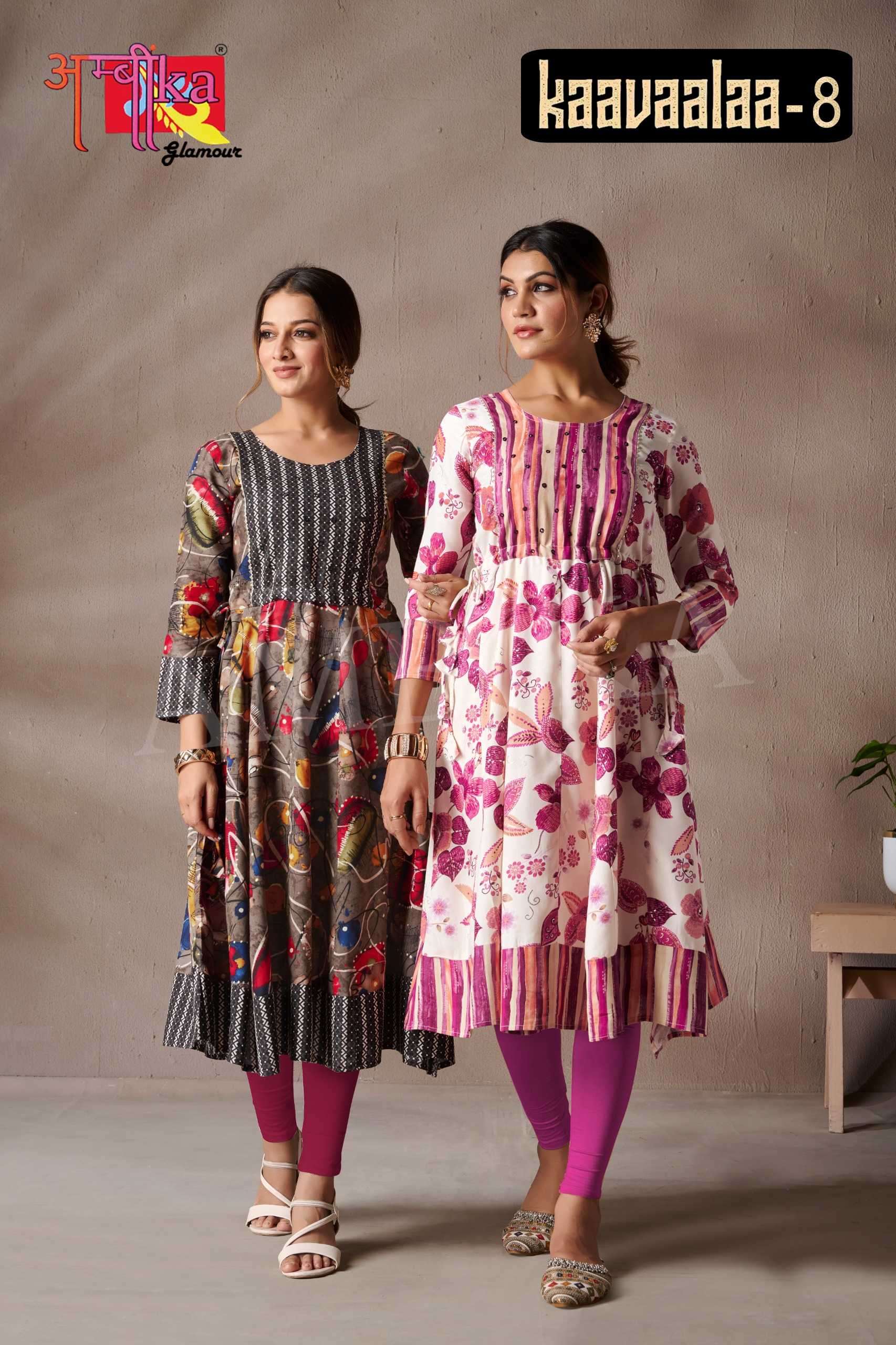 ambika kurtis kavalaa vol 8 Rayon 14 kg long kurti 