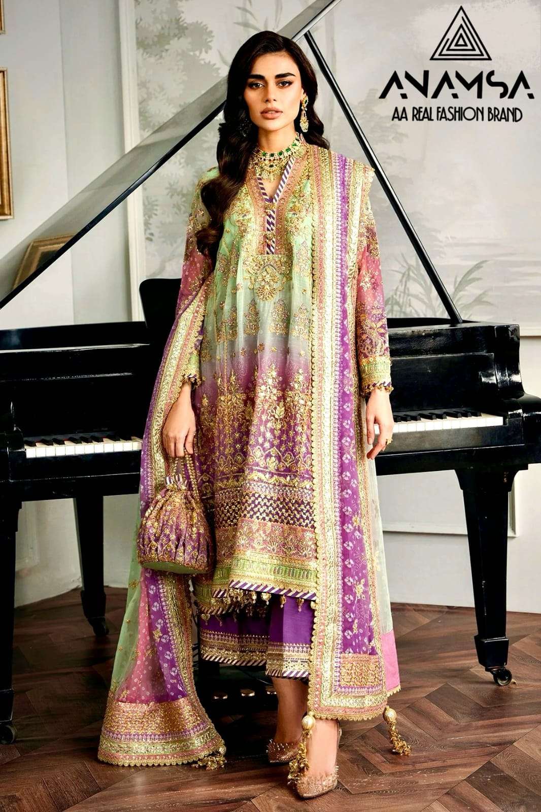 Anamsa-442 designer Heavy Pure Fox Georgette Digital Print suit