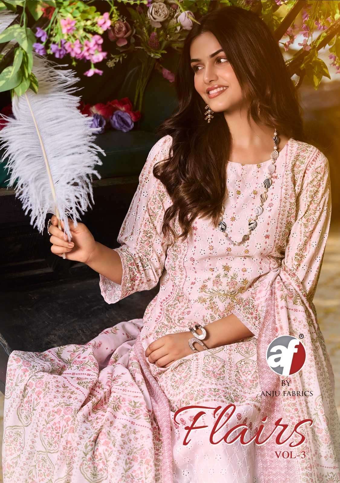 anju fab flairs vol 3 series 3721-3726 cotton schiffli readymade suit 