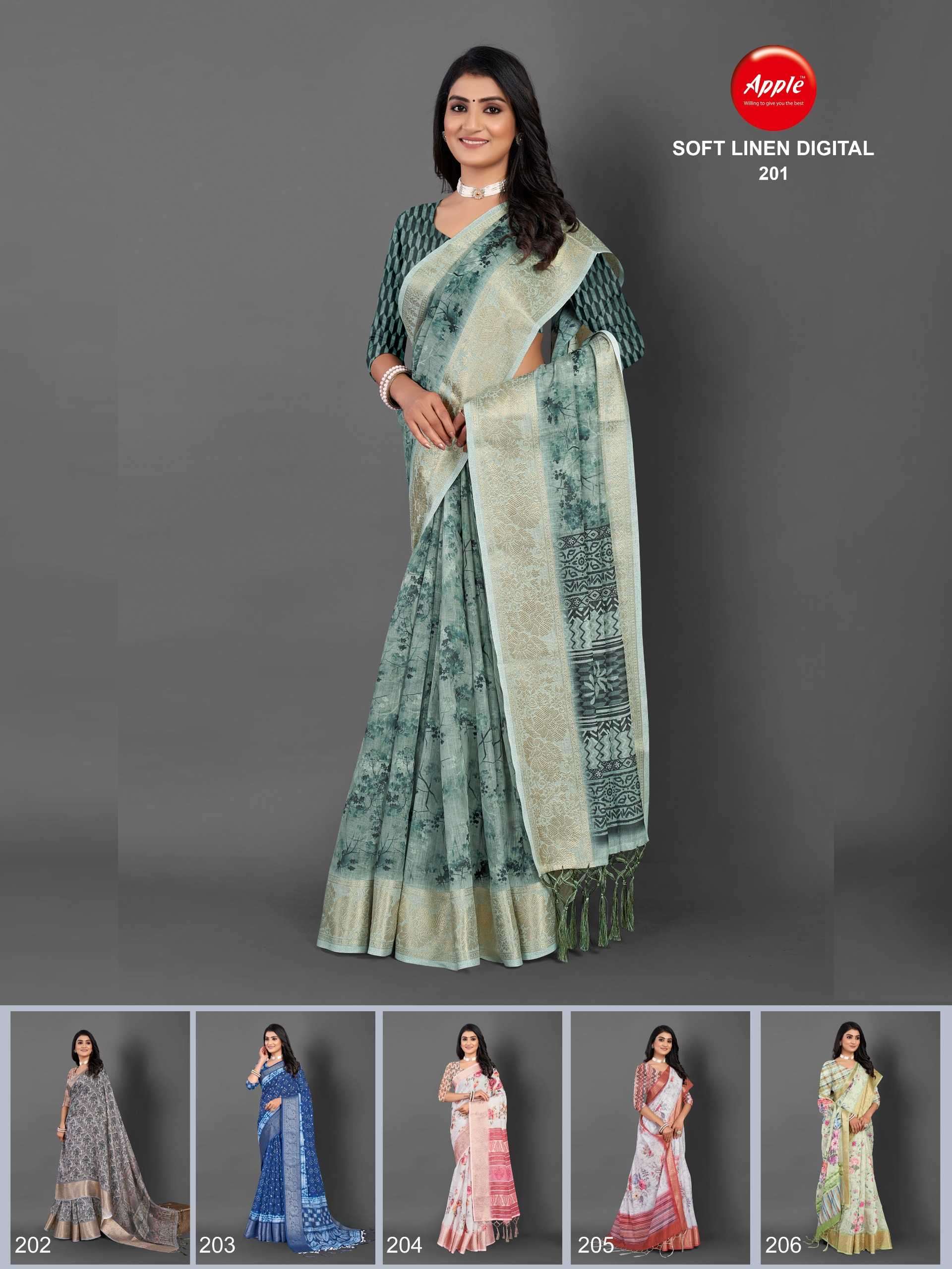 apple saree soft linen digital vol 2 linen saree