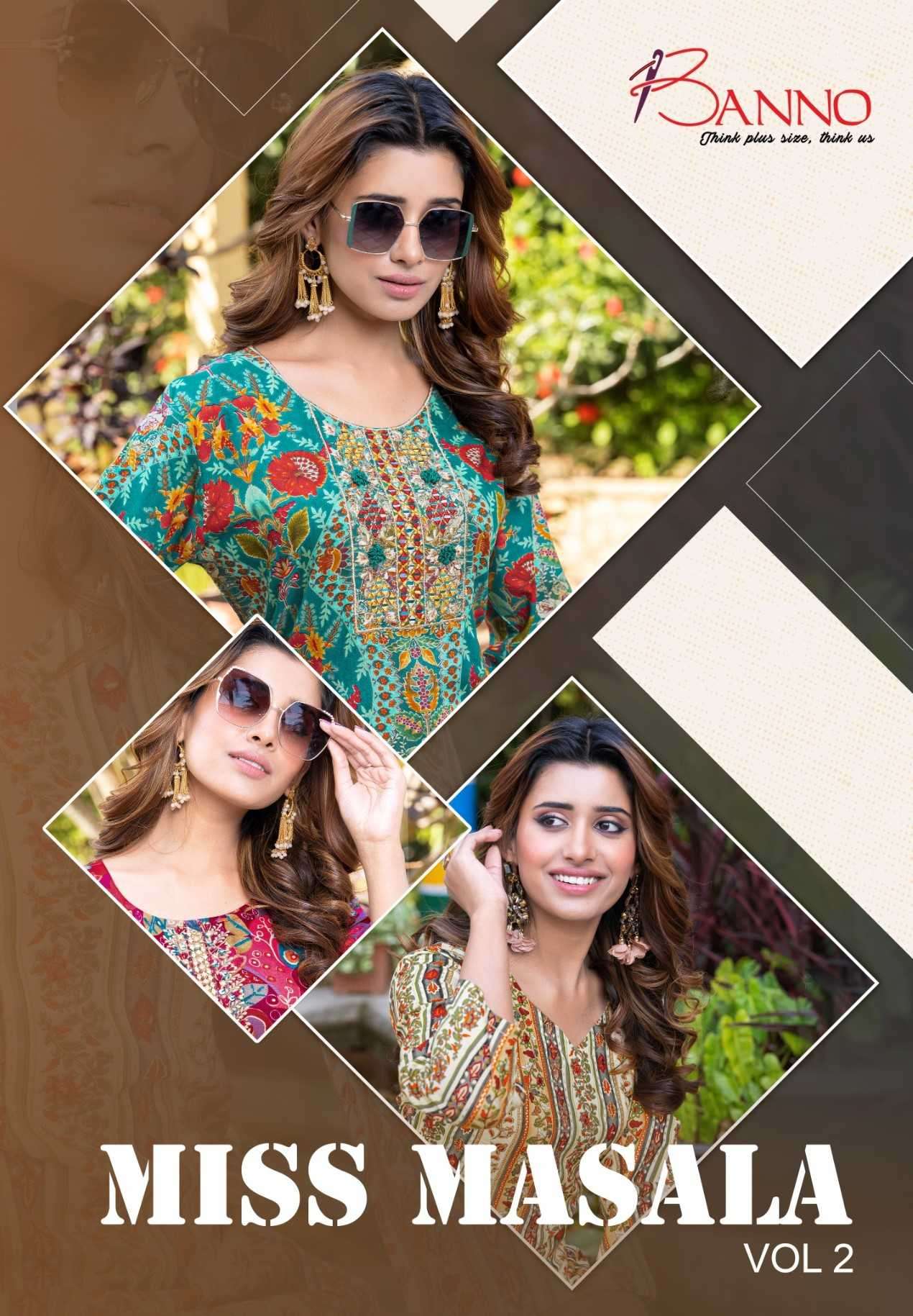 banno miss masala vol 2 viscose rayon print kurti 