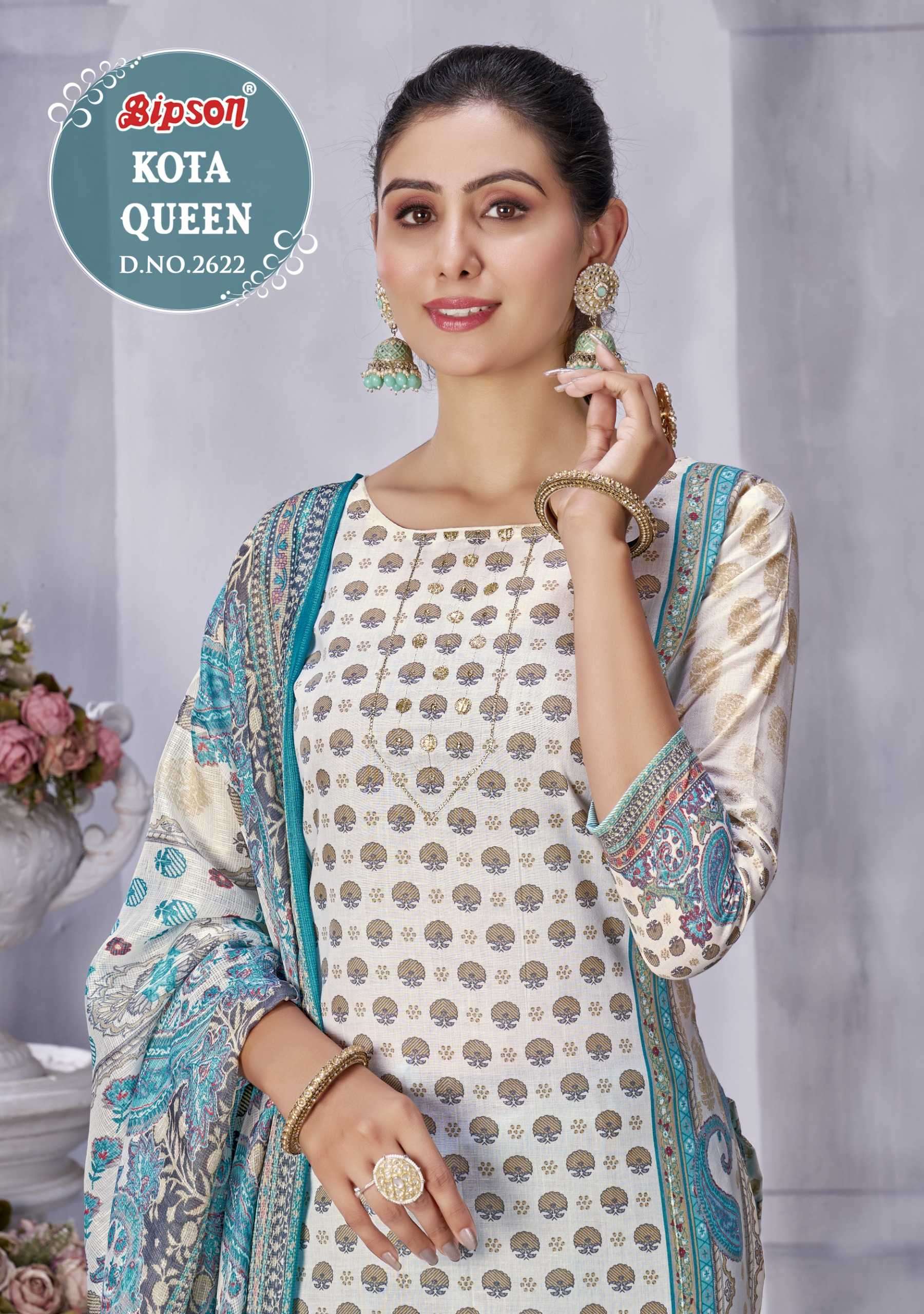 bipson kota queen 2622 Pure Cotton Print With Ethnic Jari hand work suit