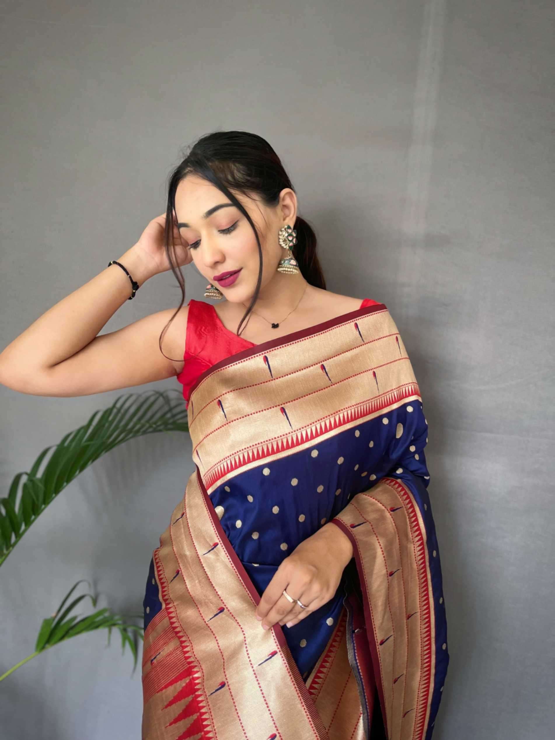 BT-53 POLKA PAITHANI PURE PAITHANI SILK SAREE 