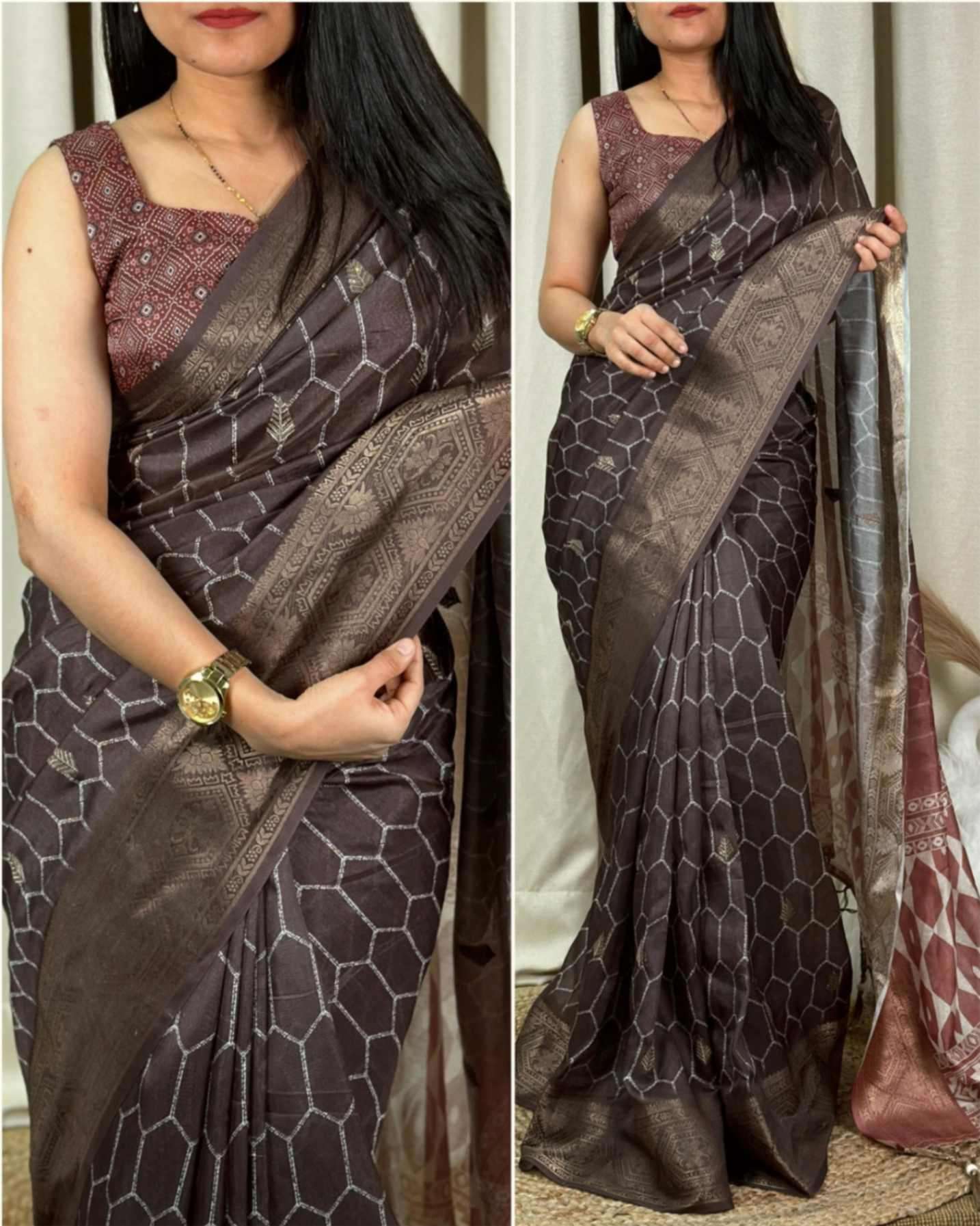 BT-56 Trupthi muslin cotton saree with a running blouse
