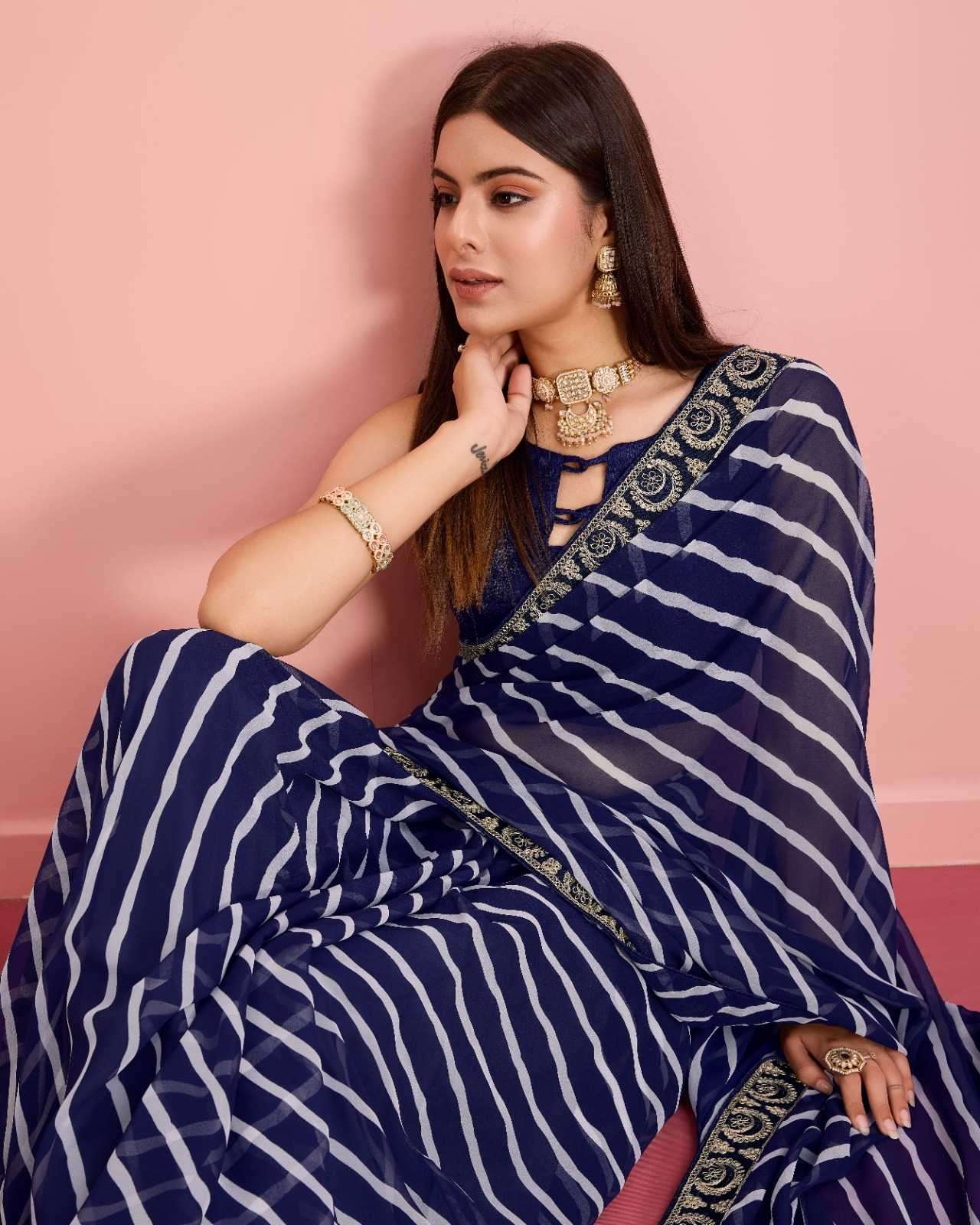 chandramukhi soft georgette saree with lehariya print