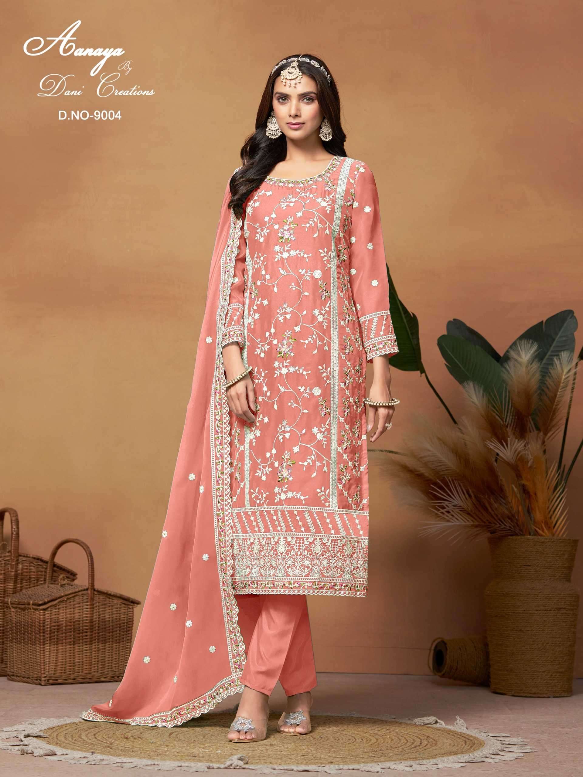 dani creation aanaya vol 190 series 9001-9004 Soft Organza suit