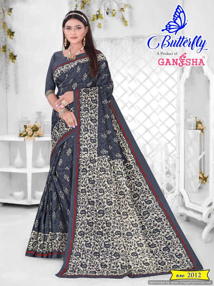 Ganesha Butterfly Vol-2 series 2007-2016 Heavy Cotton Printed saree