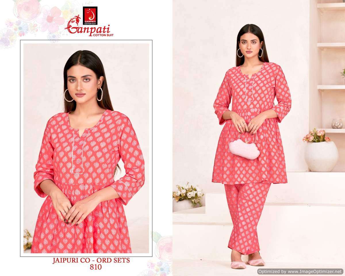 Ganpati Jaipuri Vol-8 series 801-815 Heavy Pure Cotton kurti with bottom 