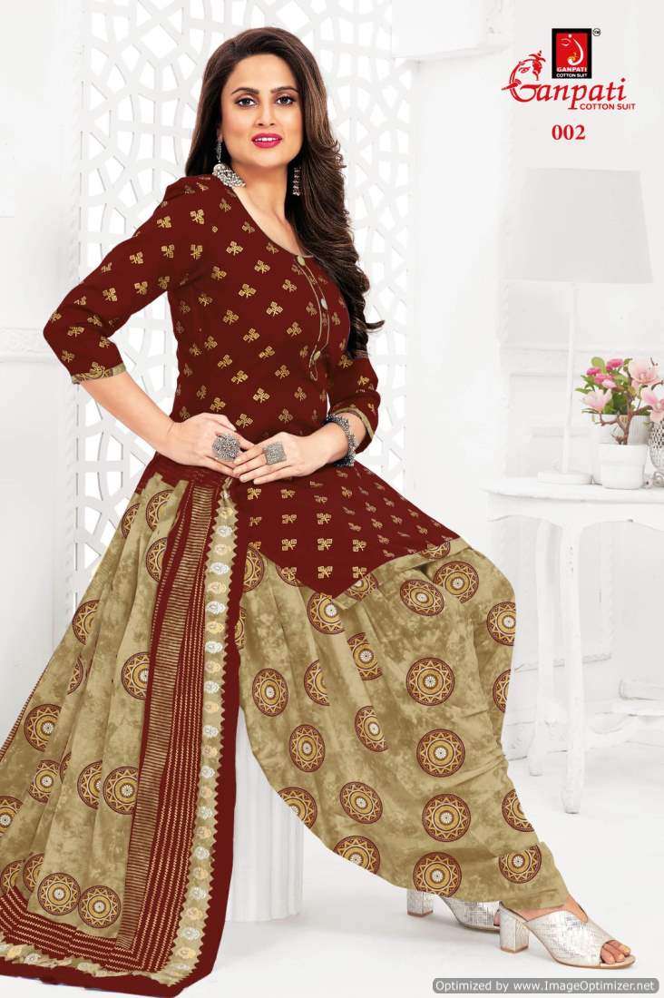 Ganpati The Dye Gold series 001-006  Pure Cotton Printed suit