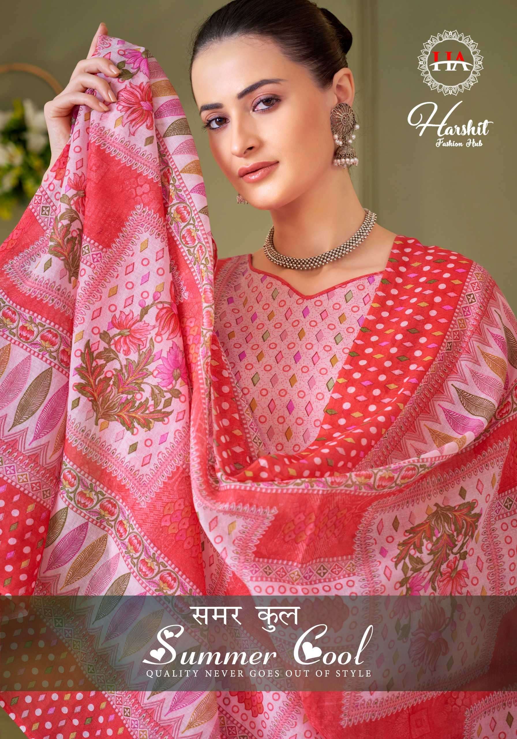 Harshit Fashion summer cool series 1508001-1508008 Pure Cambric Cotton suit