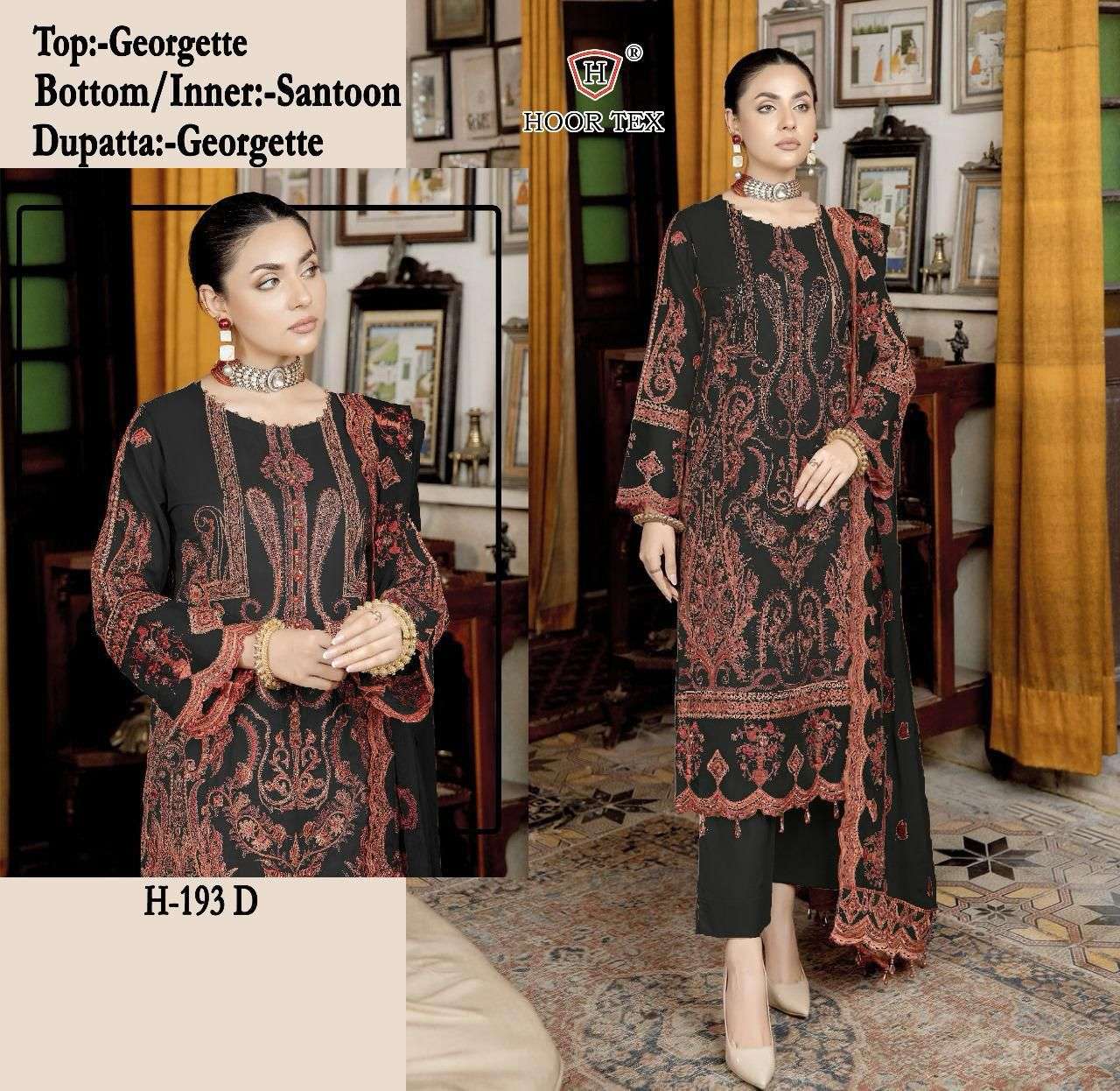 hoor tex H-193 A To D designer FOX GEORGETTE suit