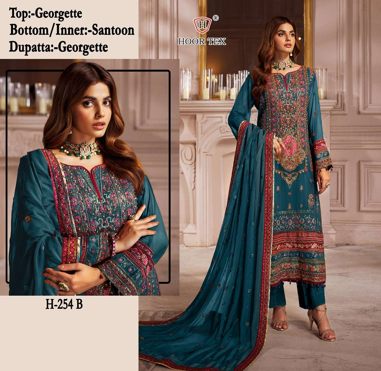 hoor tex  H-254 A-B designer FOX GEORGETTE suit