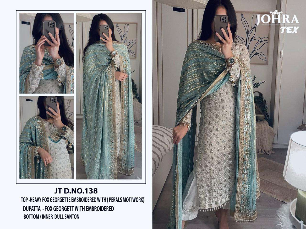 JOHRA TEX JT-138 A-B-C designer  HEAVY FOX GEORGETTE suit