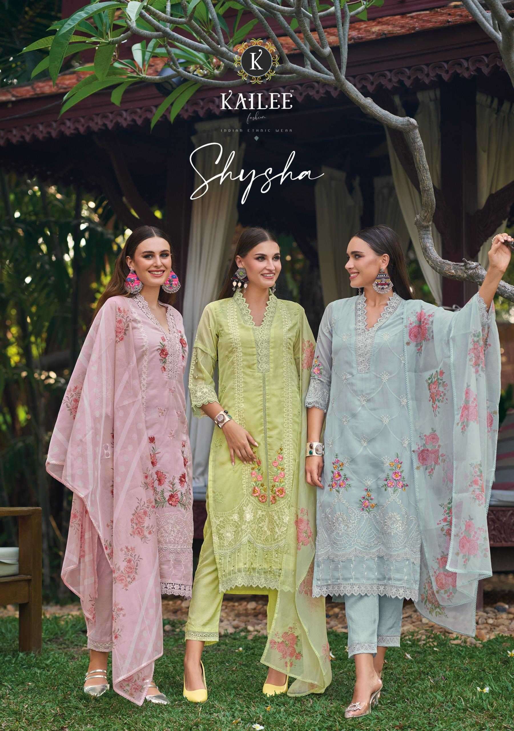 kailee fashion shysha series 42461-42463 pure viscose organza readymade suit 