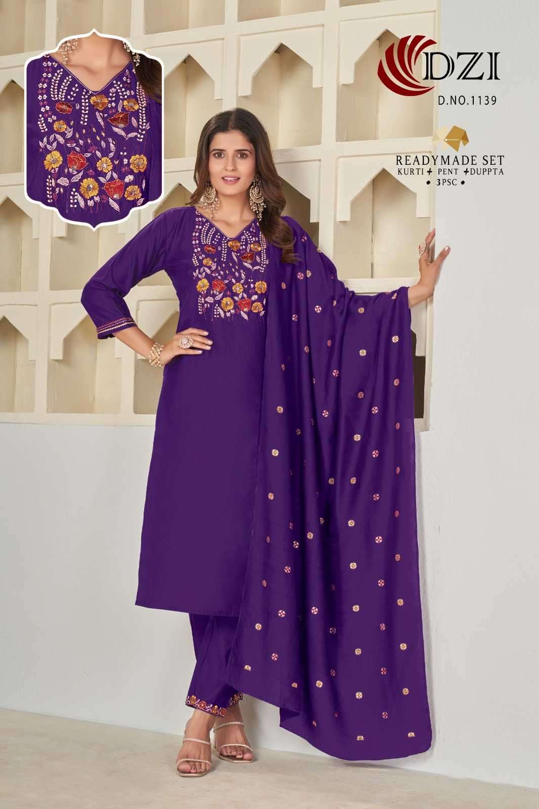 Kajree fashion 1139-1140 Roman silk With Cotton ready made kurti pant and duppta 