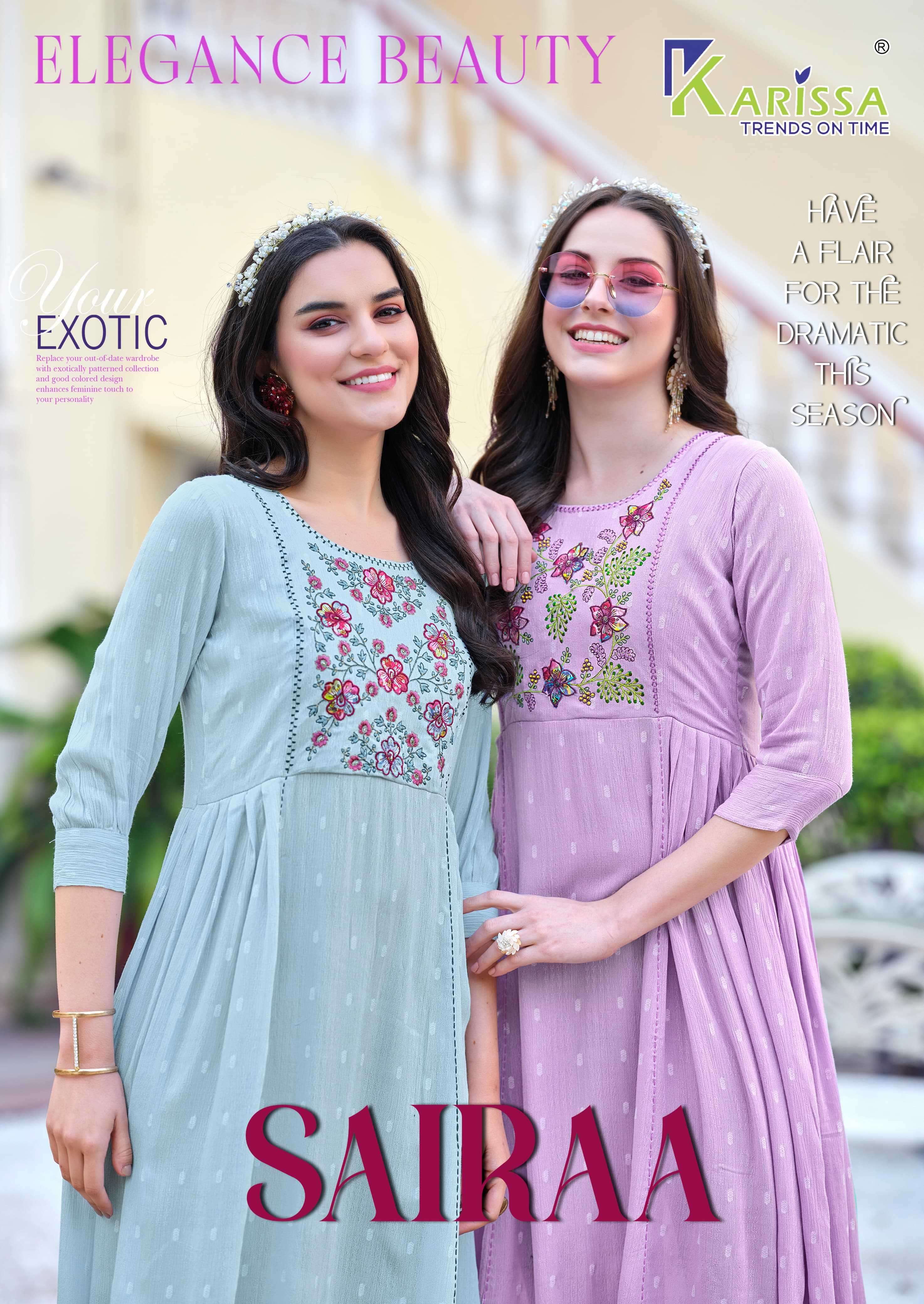 karissa sairaa series 1001-1004 Premium LIVA Rayon kurti