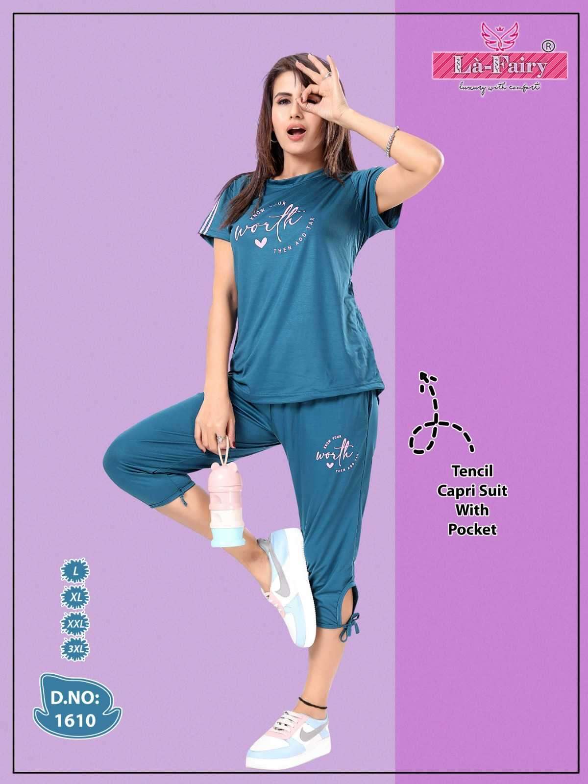 La fairy 1610 tencil capri suit with pocket