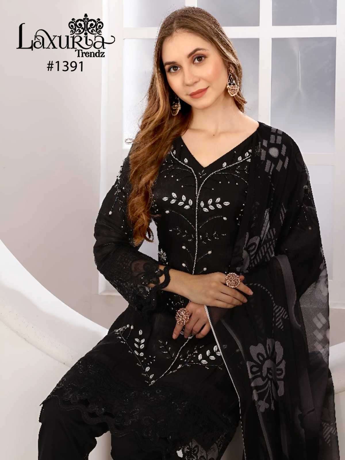 laxuria trendz 1391 Lotus Satin Tunic With Heavy Hand Work
