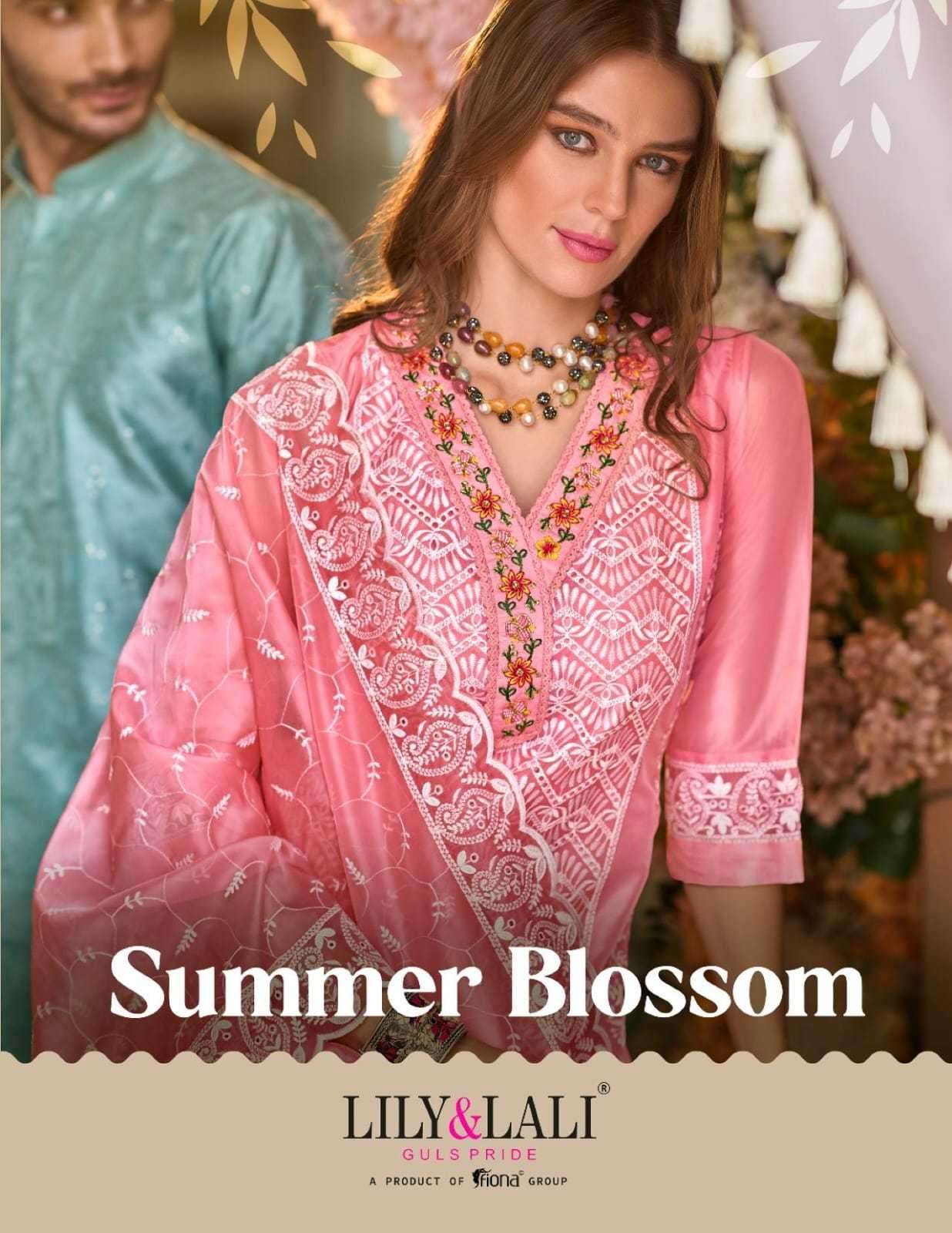 lily and lali summer blossom series 17401-17406 Bored Schiffli Work readymade suit 