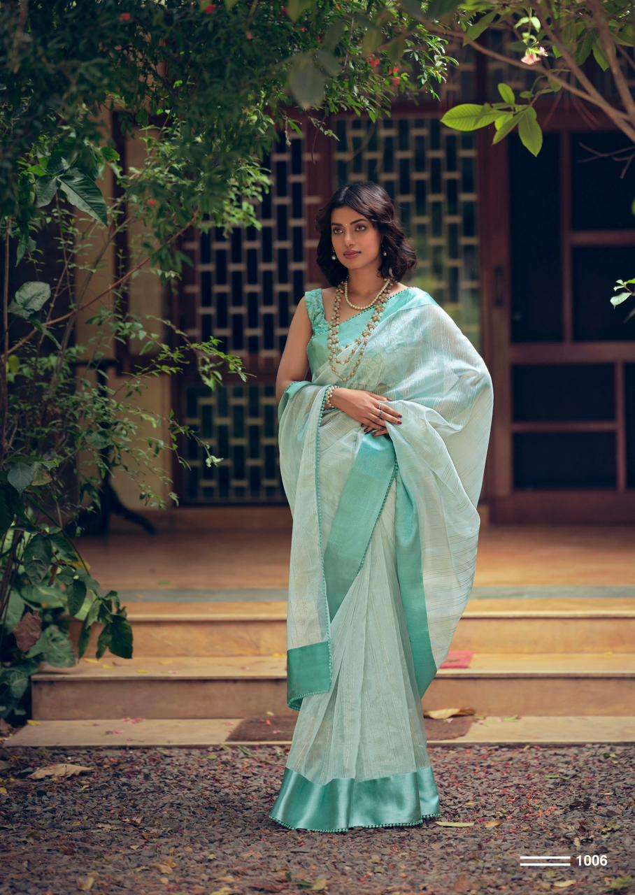 LT Fabrics SAFFRON designer Organza With Weaving Zari saree