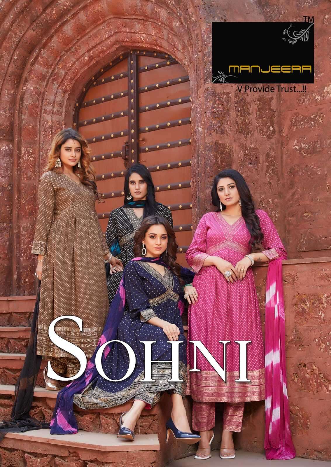 manjeera sohni series 01-08 rayon readymade suit 