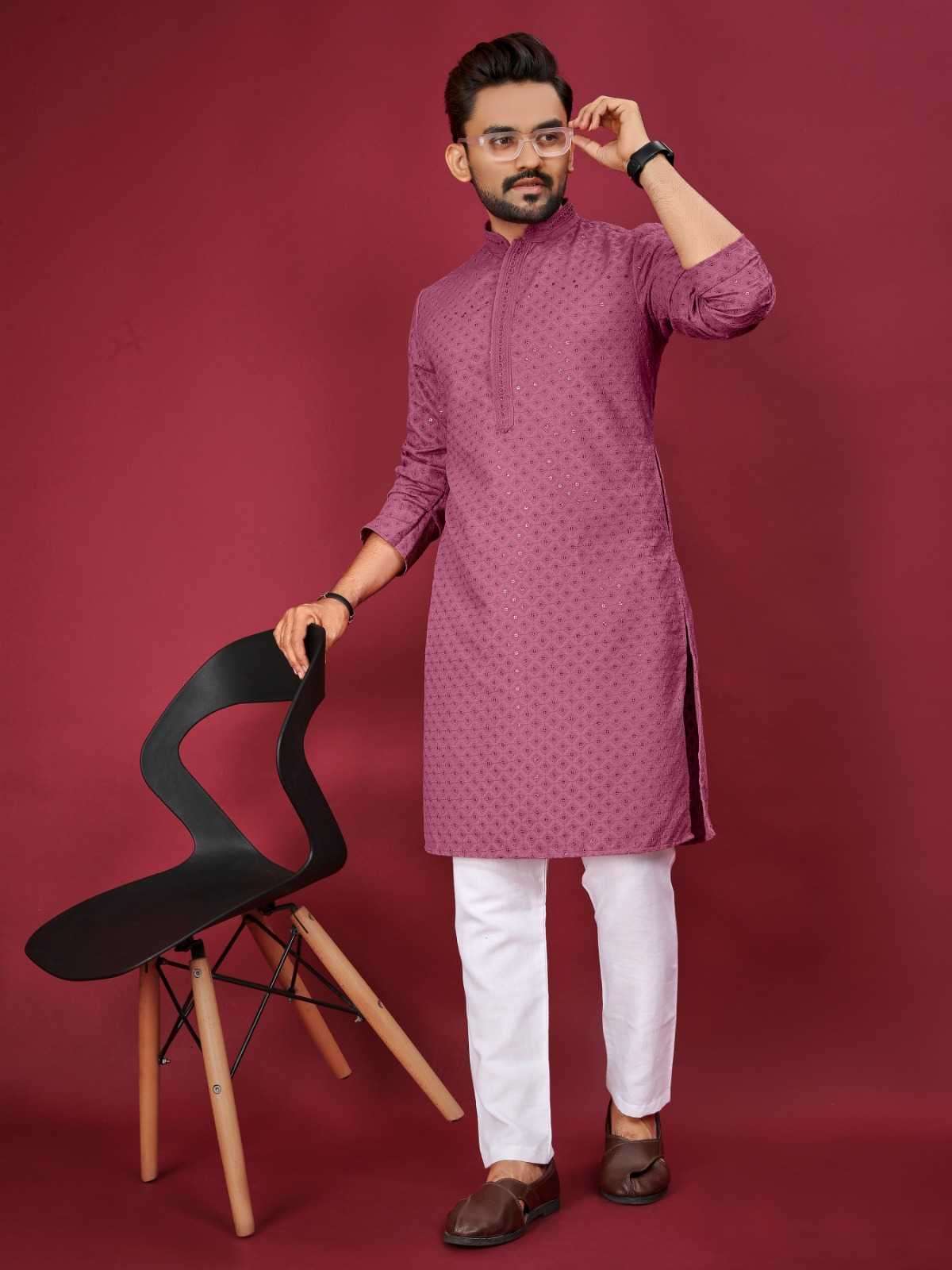manya mens kurta soft cotton lucknowi chikenkari work at good price