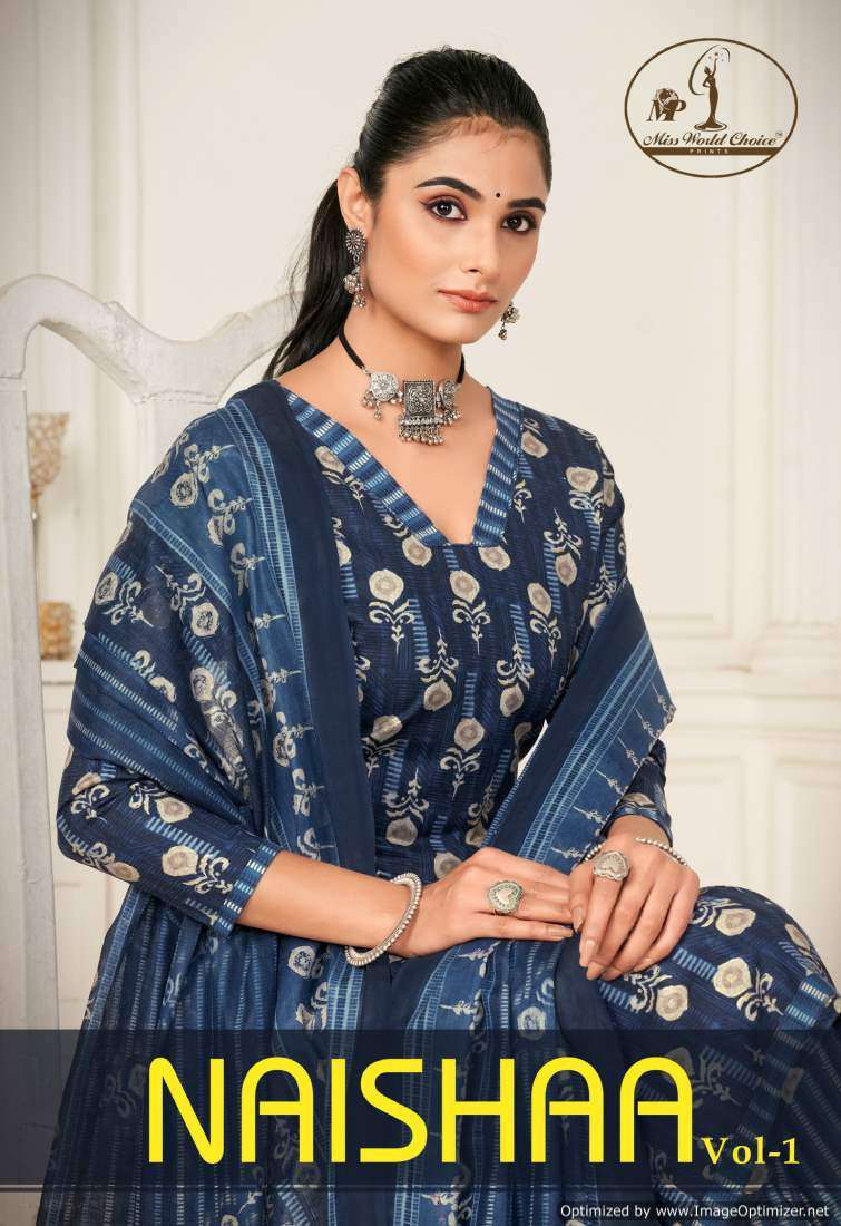 Miss World Naishaa Vol-1 series 1001-1010  Pure Cotton suit