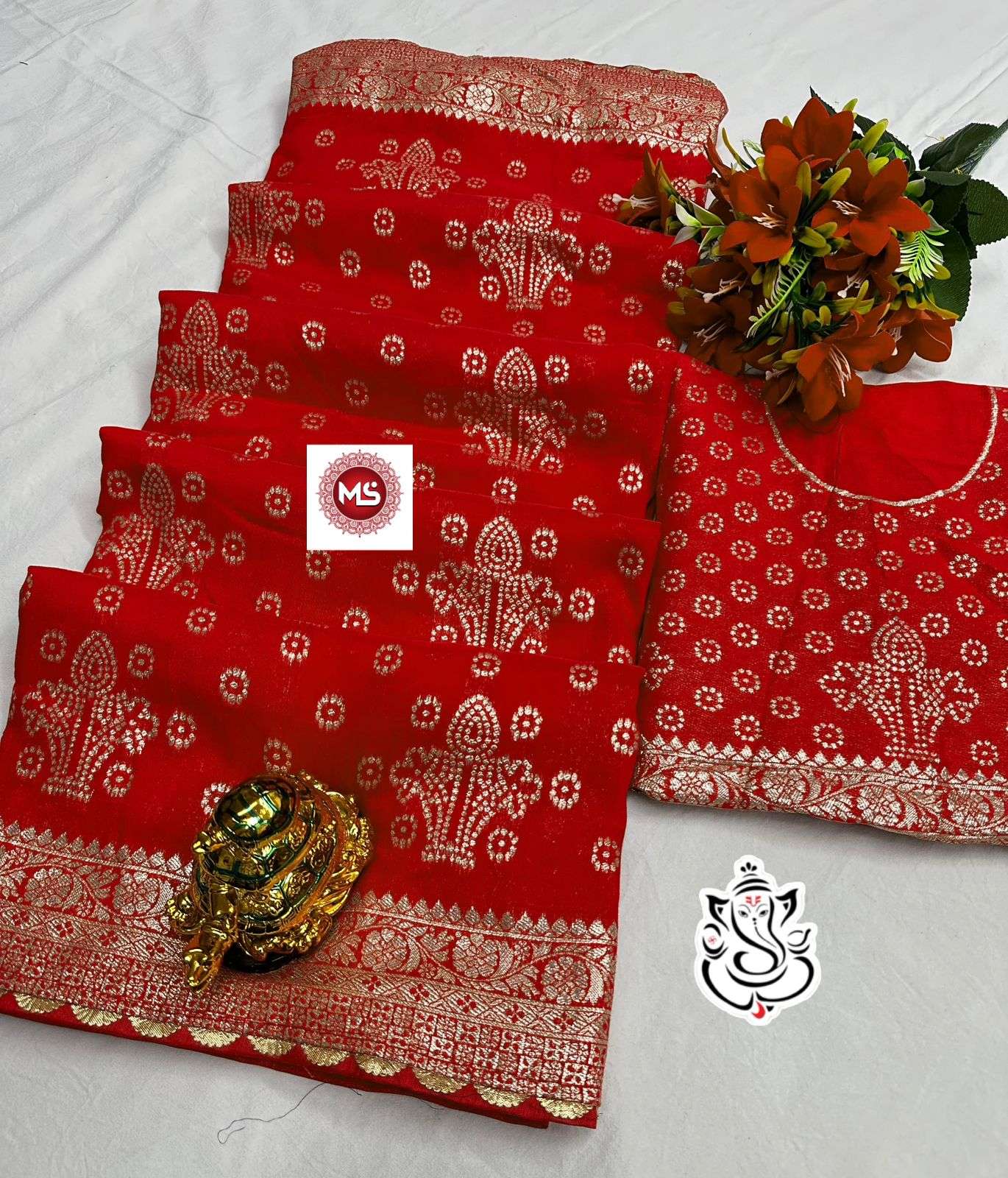 Ms brand flowers designer New Fancy Soft Dolla Silk saree