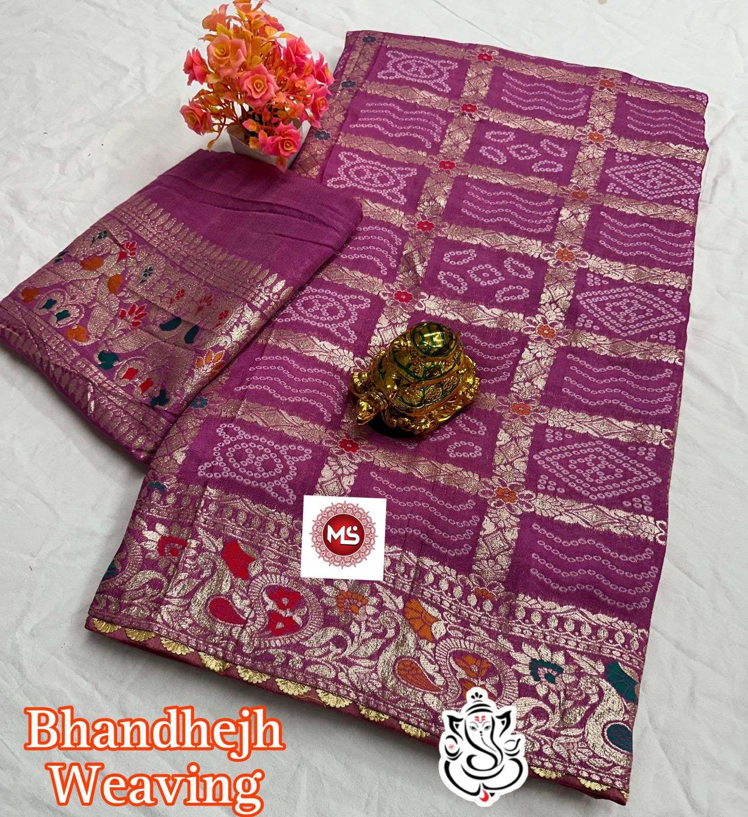 MS BRAND viscose meenakari bandej saree