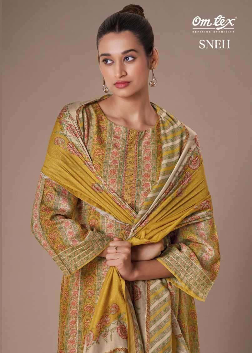 omtex sneh series 5171 muslin linen digital print suit 