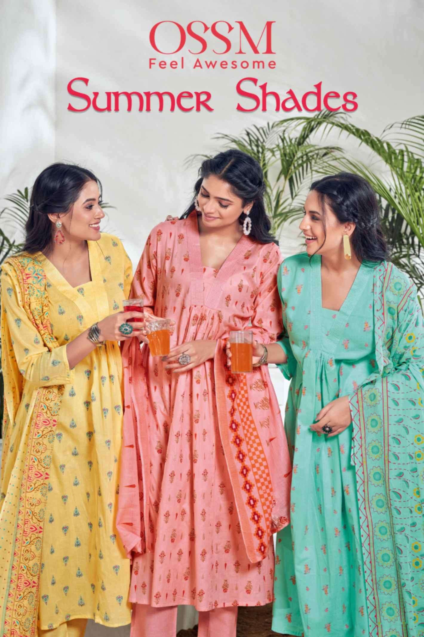 ossm summer shades designer Pure Cotton readymade suit
