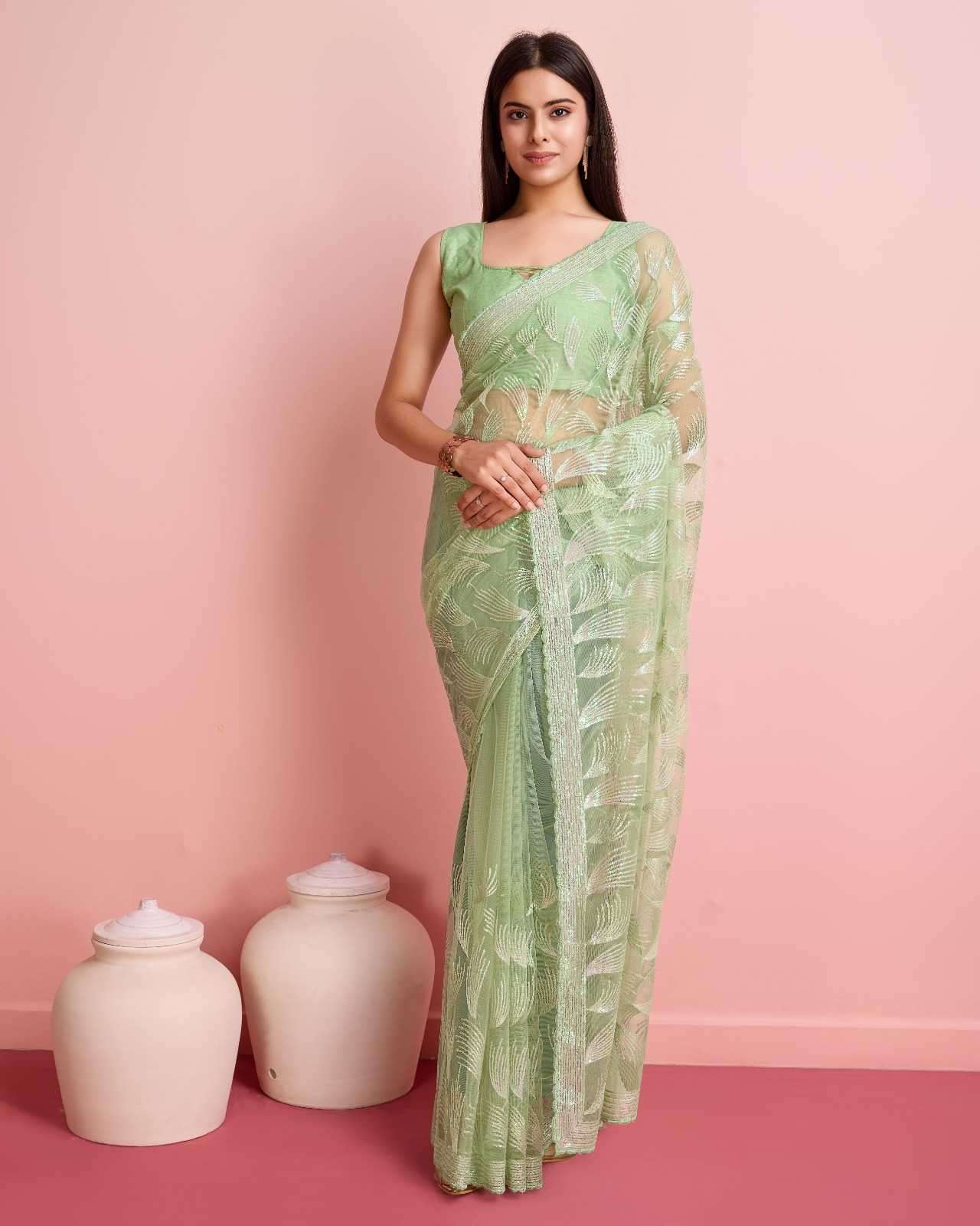 Pankhudi Soft Net embroidery saree