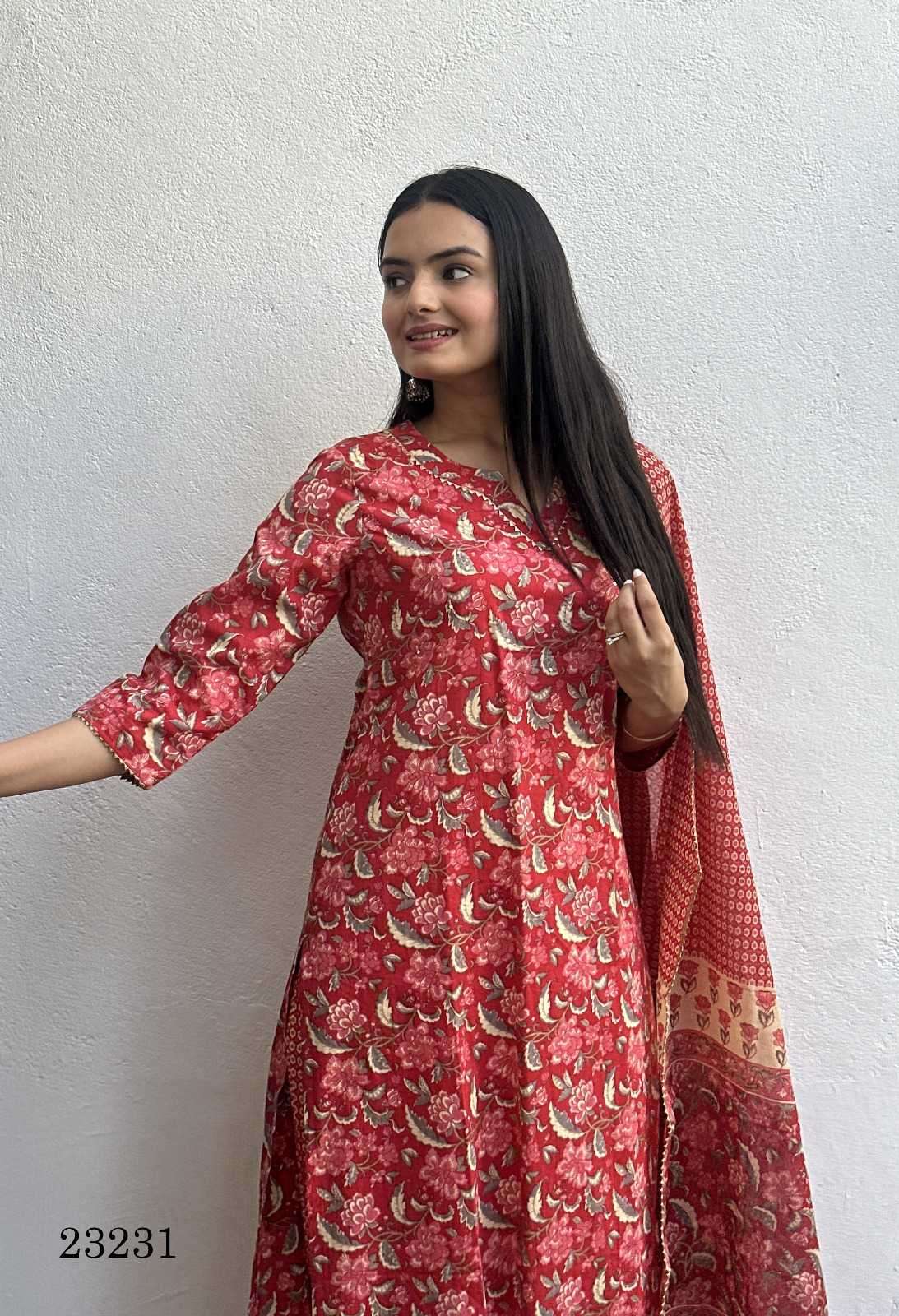 pr 23231 fancy cotton cambirc fully stitch combo set salwar kameez
