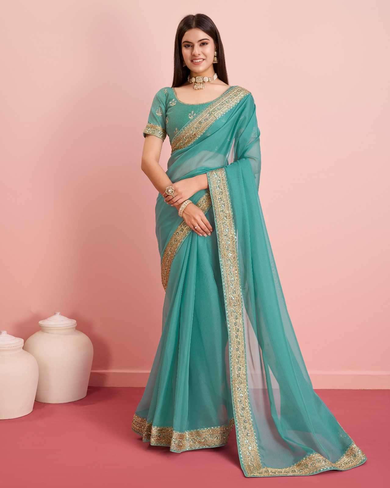pr drashti Soft Organza embroidery saree
