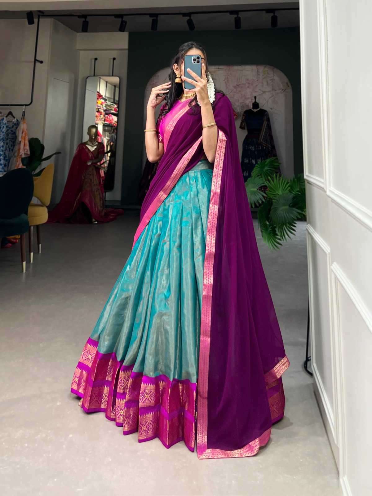pr lnb2001 Kanchipuram Zari Weaving Work Lehenga 