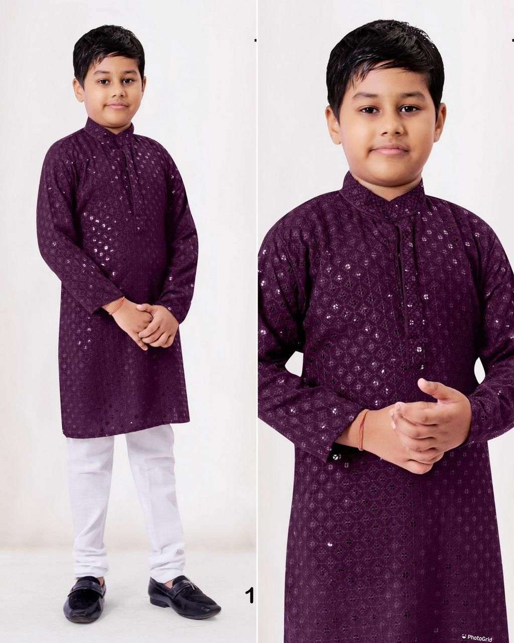 Prince Heavy Rayon Chikankari work kids wear kurta