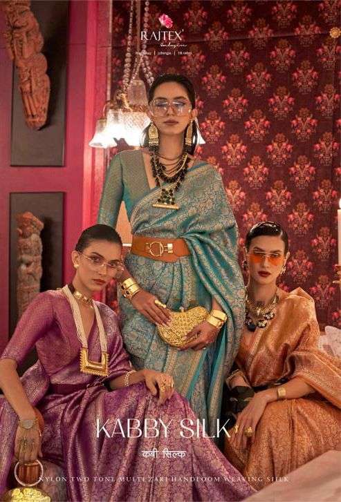 rajtex kabby silk designer nylon silk saree