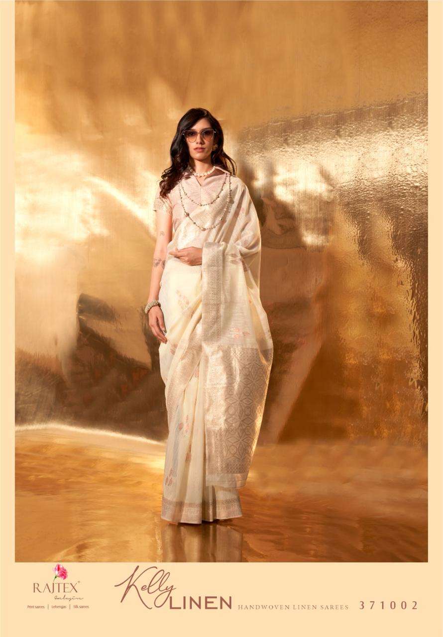 rajtex kelly linen Series 371001-371006 handloom linen saree
