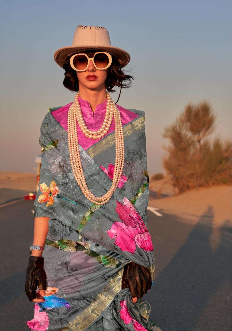 RAJTEX KIKIGAI designer HANDWOVEN TUSSAR SILK saree