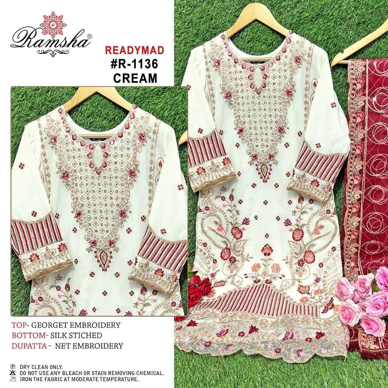 ramsha R-1136 georgette embroidery readymade suit 