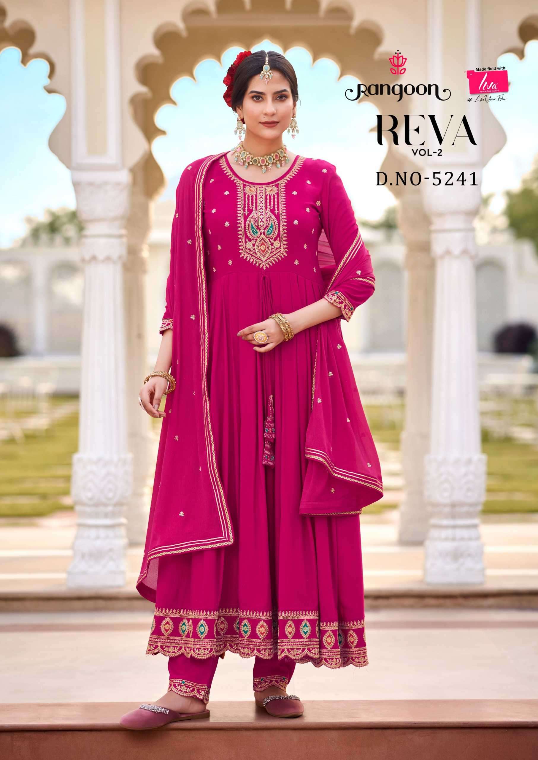 rangoon reva vol 2 series 5241-5244 Heavy Rayon readymade suit 