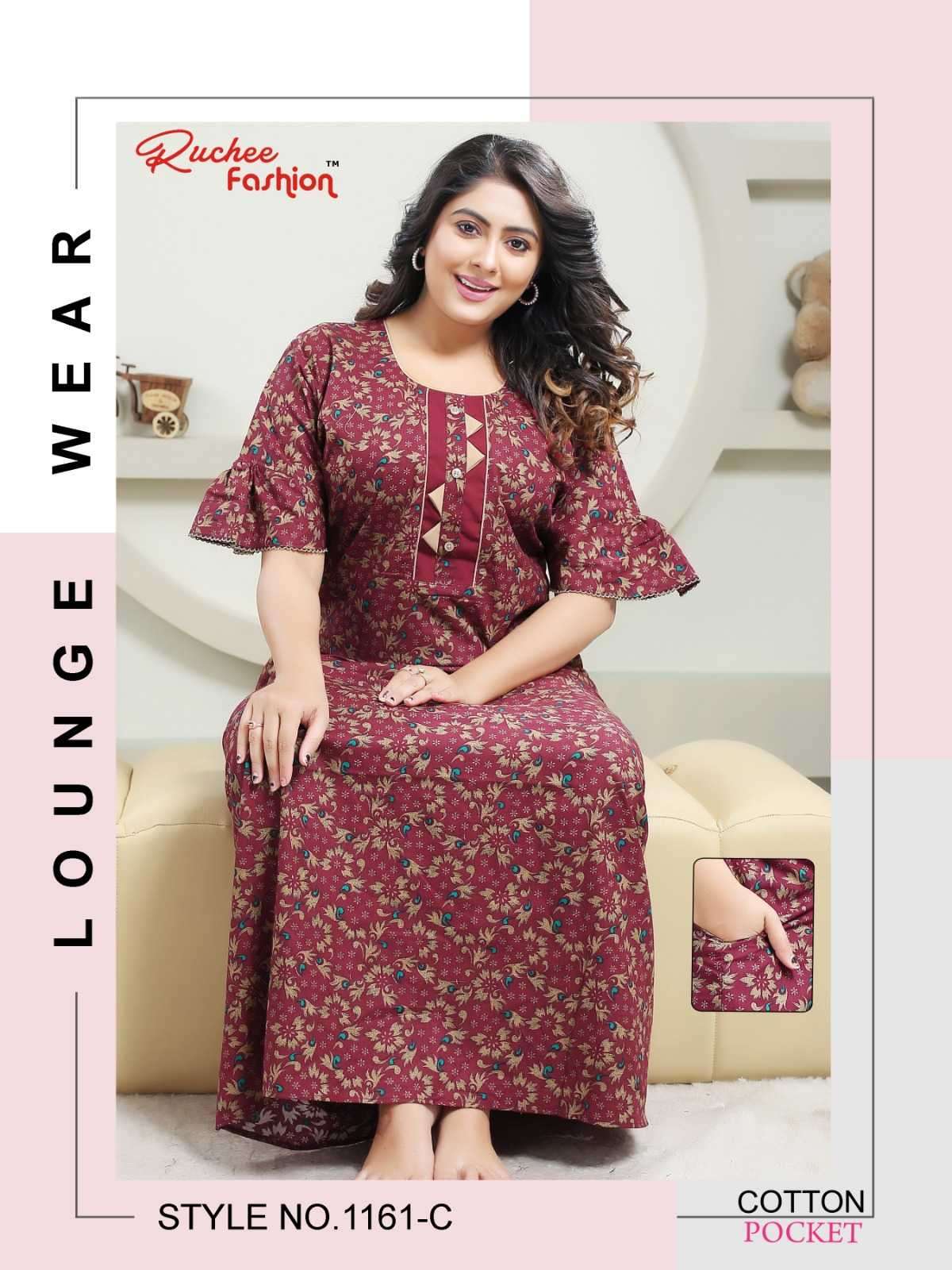 ruchee fashion cotton nighty fancy sleeves series 1160a to 1184a fancy women nighty 
