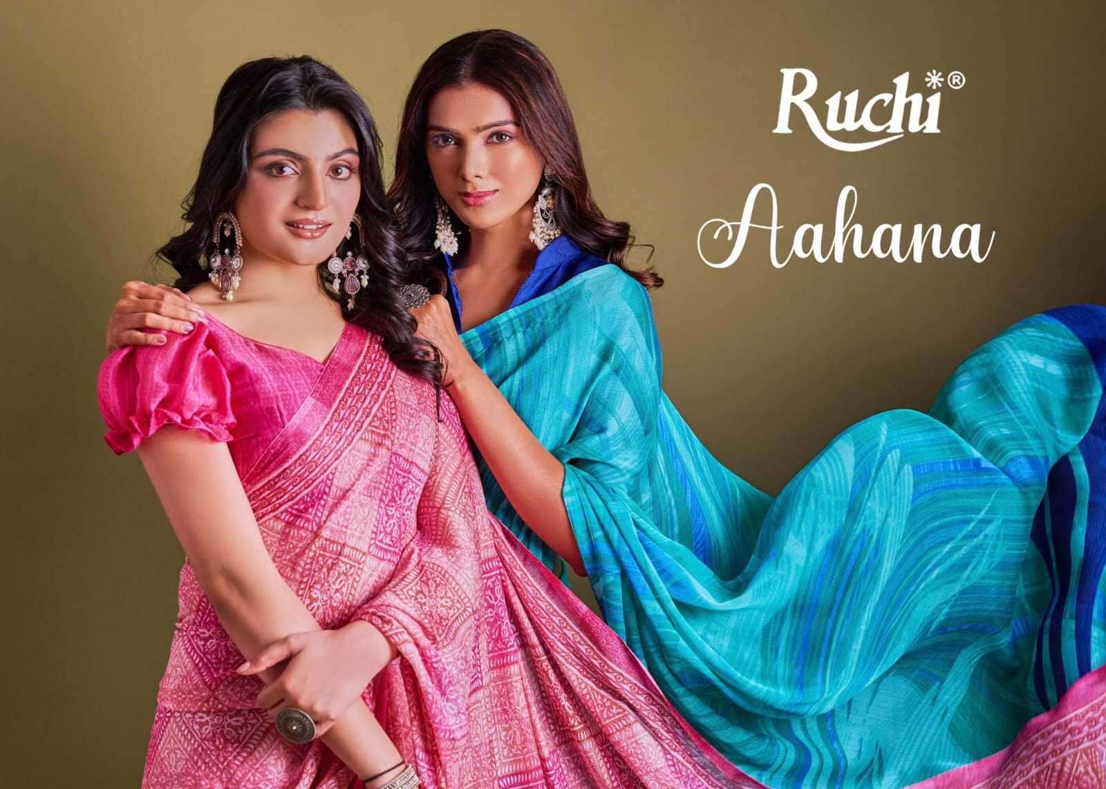 ruchi aahana vol 4 series 32501-32503 Silver Chiffon saree