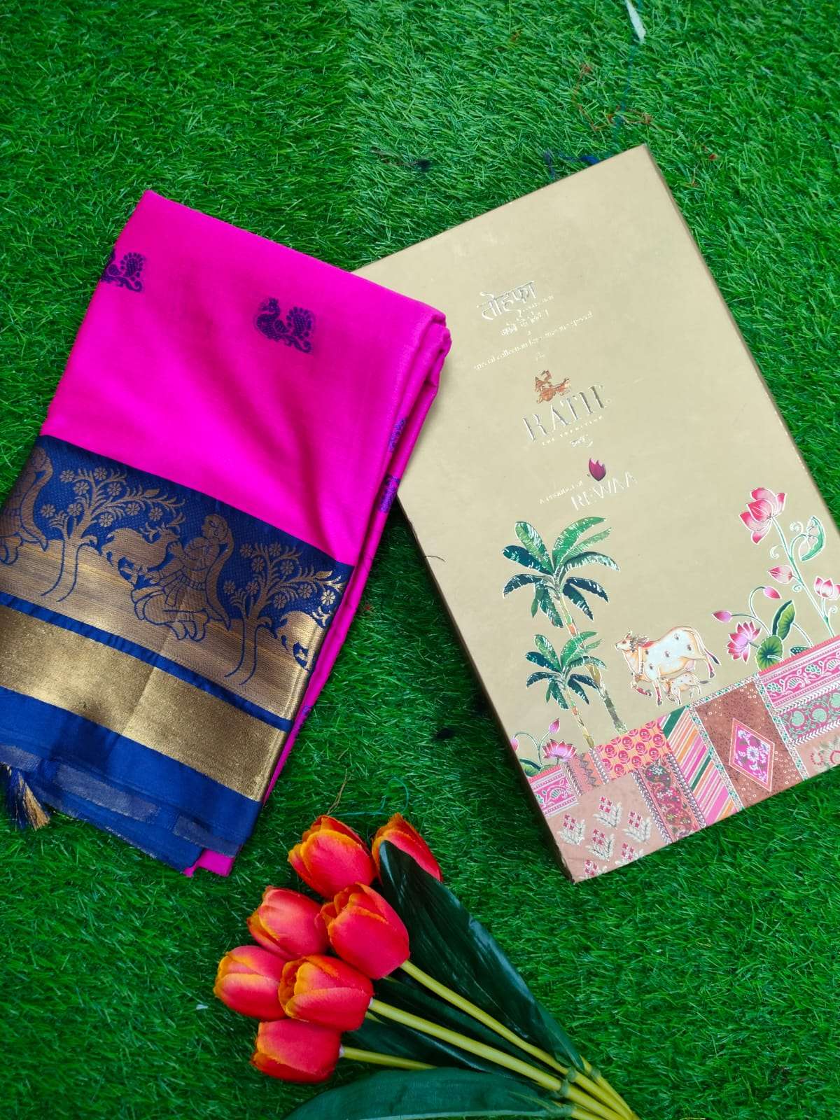 Rutrang VOL 3 Cotton silk saree with pallu and blouse piece 
