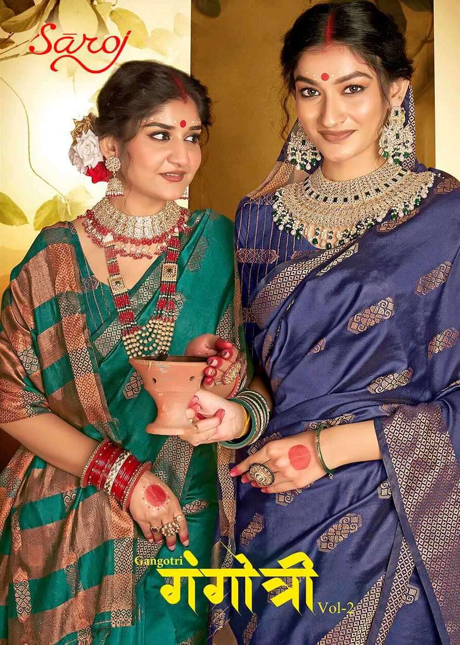 saroj gangotri vol 2 series 1001-1006 Soft Silk with Weaving Butta saree