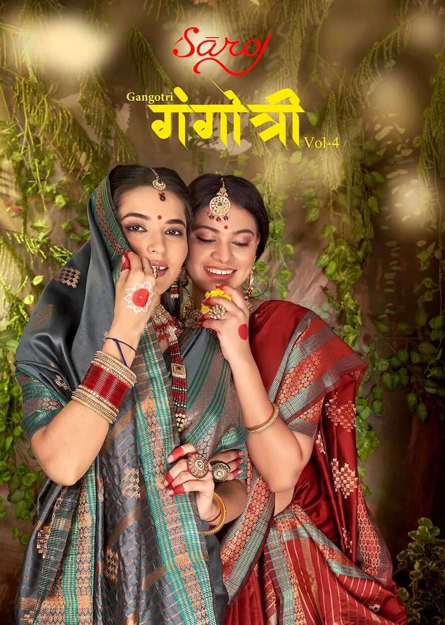 saroj gangotri vol 4 series 1001-1006  Soft Silk with Weaving Butta saree