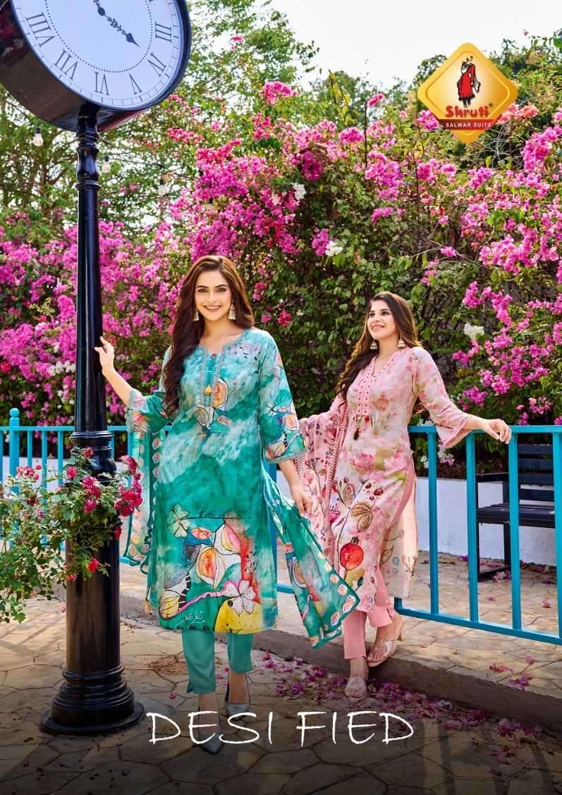 Shruti desi fied pure cotton linen readymade suit 