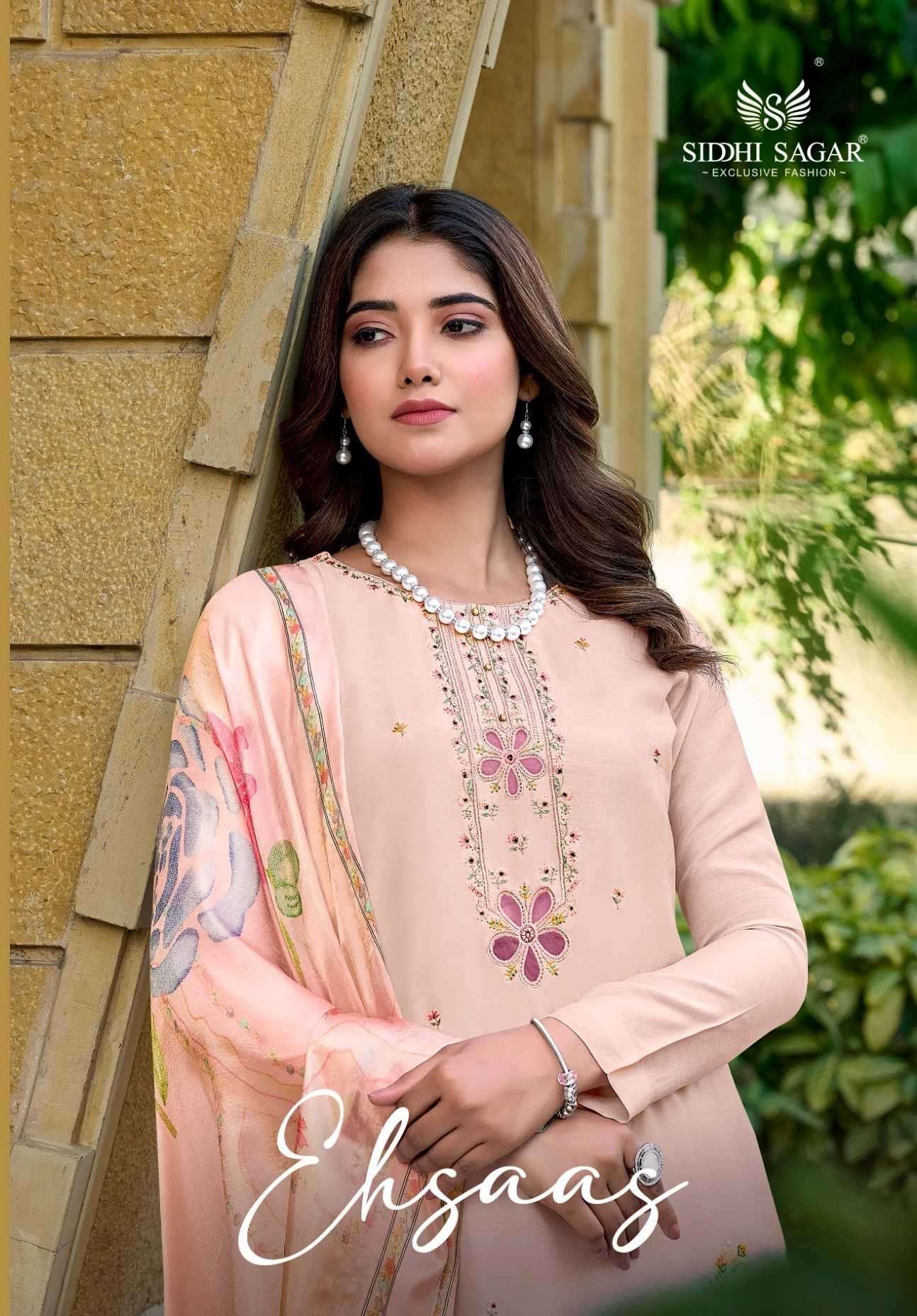 siddhi sagar ehsaas series 1001-1006 pure Bemrg Musline silk suit
