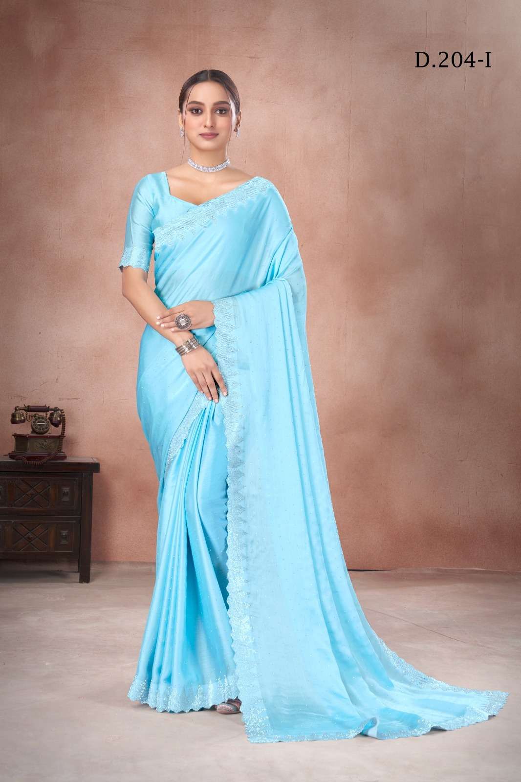 Suma Designer 204 Fancy Satin Chiffon with Swarovski Work Wholesale Saree Collection in Surat